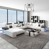 U-förmiges schwarzes LED-Sofa für Wohnzimmer
