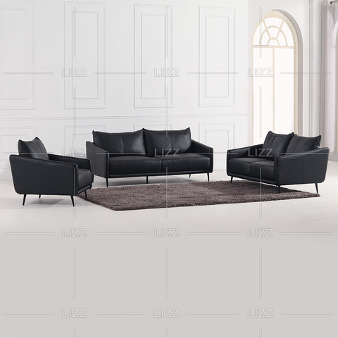 Quadratisches schwarzes Wohnzimmersofa mit hoher Rückenlehne