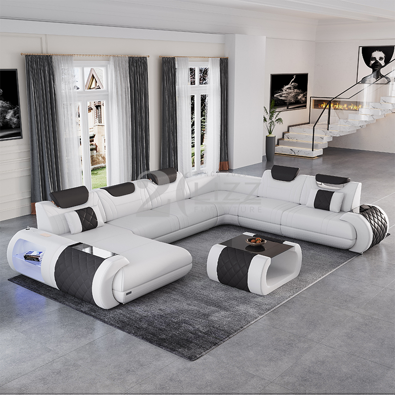 Bequemes LED-Sofa in U-Form für das Wohnzimmer