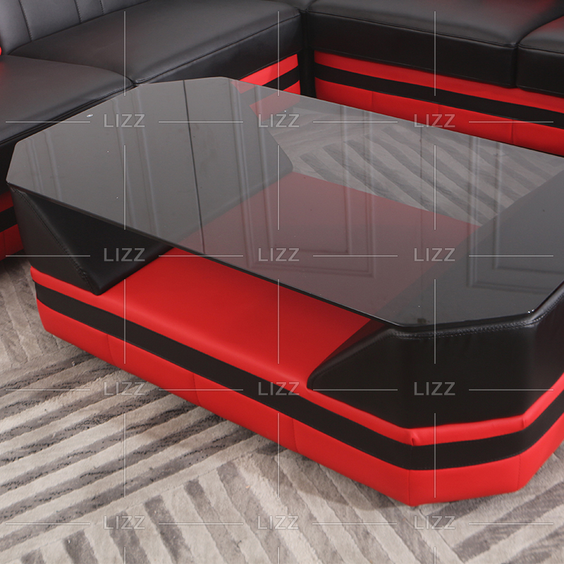 Leisure LED-Sofa mit hoher Rückenlehne und Récamiere