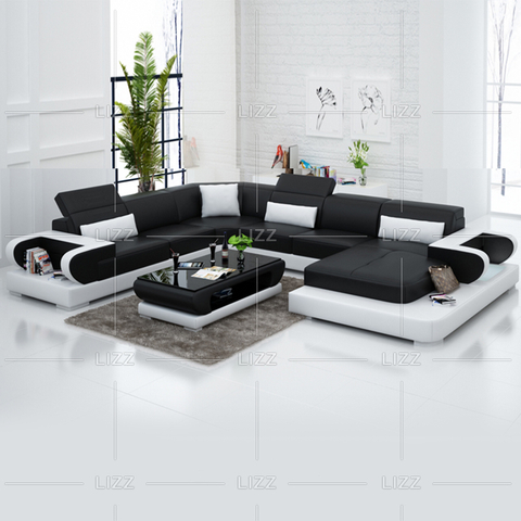 Home Relax Sofa aus schwarzem Leder