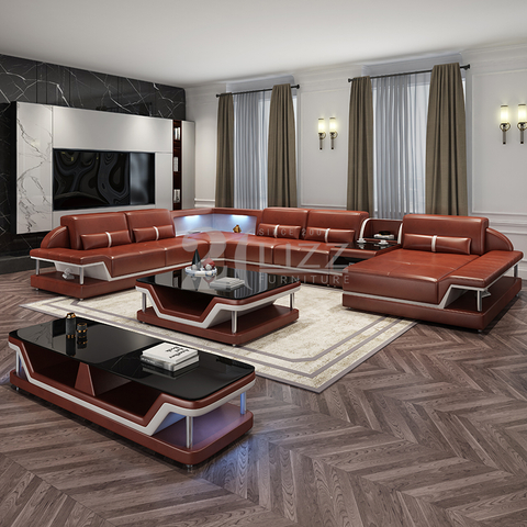 Modernes Wohnzimmersofa aus Leder mit Stauraum