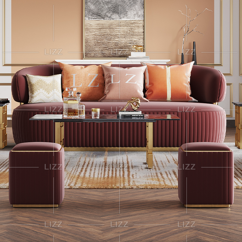 Luxus 3-Sitzer Metallrahmen Stoff Sofa