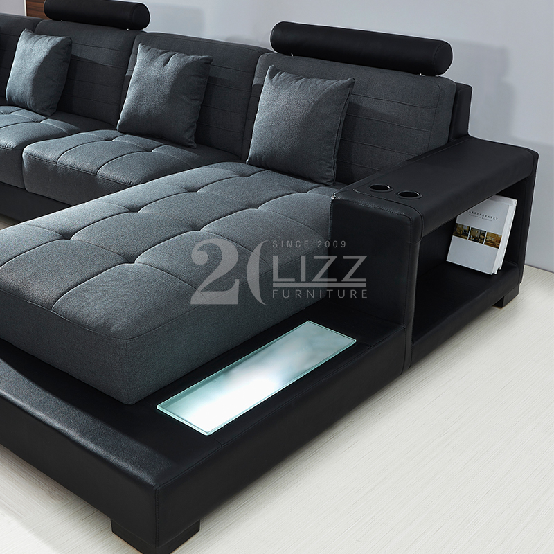 Hochwertiges LED-Sofa aus Kunstleder mit TV-Ständer
