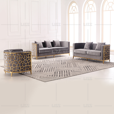 Luxuriöses Sofa aus Acrylgewebe mit Metallrahmen