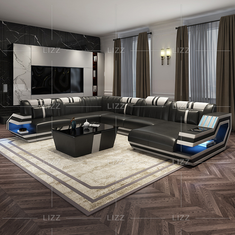 Funky Canvas Led Schnittsofa mit Chaiselongue