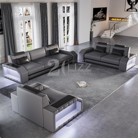 Leisure Dark Gery Led Schnittsofa mit Couchtisch