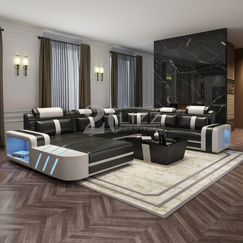 Freizeit-Leder-Anteilsofa mit Récamiere