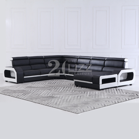 Wohnzimmersofa mit hoher Rückenlehne und Récamiere