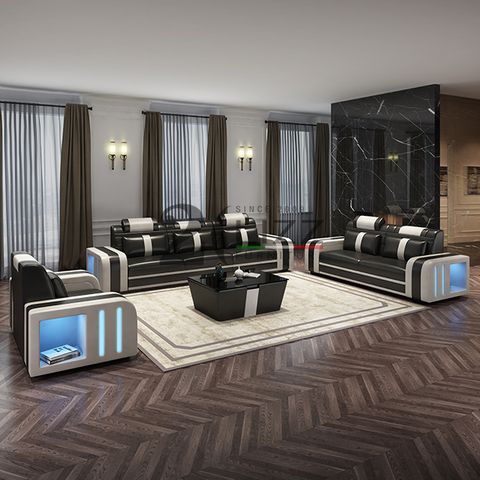 Couch Canvas Led Schnittsofa mit Couchtisch