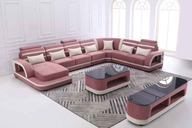 Modernes Wohnzimmersofa aus Stoff mit Chaiselongue