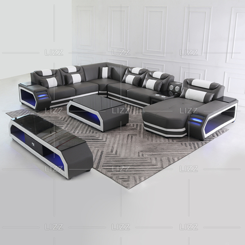 Startseite Echtleder LED-Sofa für Familienzimmer