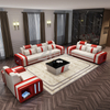 Helle Luxus-Wohnzimmer-Ledersofa-Möbel im amerikanischen Stil im modernen Design