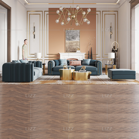 Ecksofa aus synthetischem Stoff mit Blumen