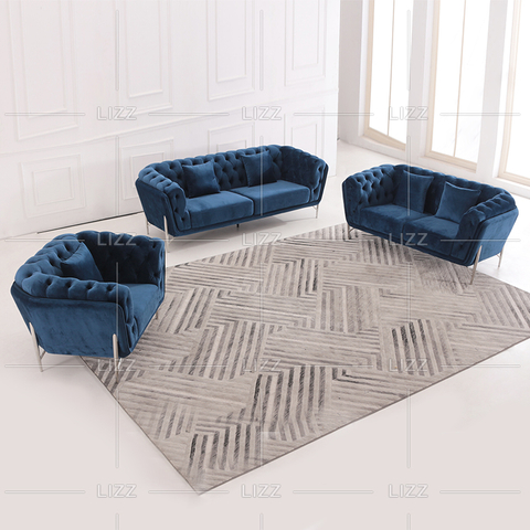 Startseite Europäisches Design Sofa aus blauem Stoff