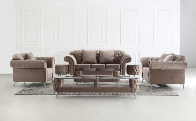 Geschwungenes Sofa aus Samtstoff mit Schnitt