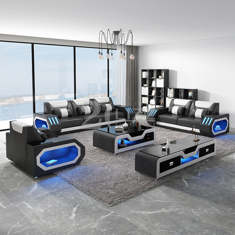 Home Leder Led Schnittsofa für Wohnzimmer