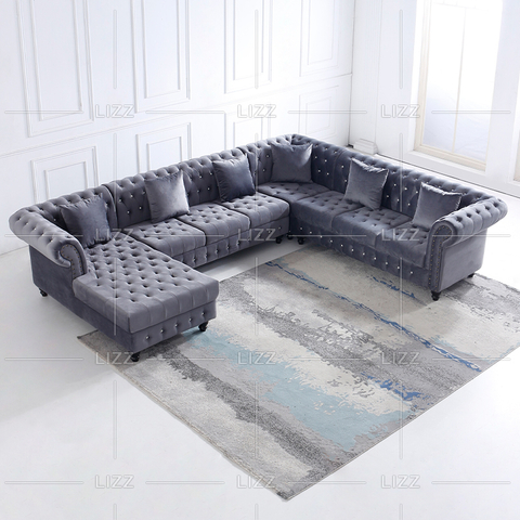 Startseite Europäisches Design Sofa aus grauem Stoff