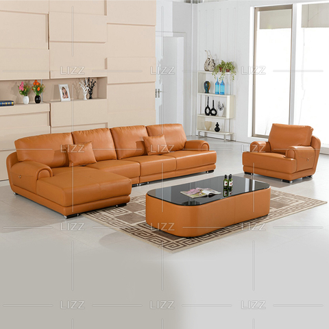 Bequemes minimalistisches Wohnzimmersofa aus Leder