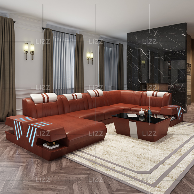 Freizeit-Leder-Sofa mit TV-Ständer