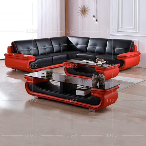 Traditionelles großes rotes und schwarzes Wohnzimmersofa
