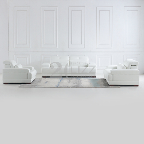 Wohnzimmer funktionales weißes Ledersofa