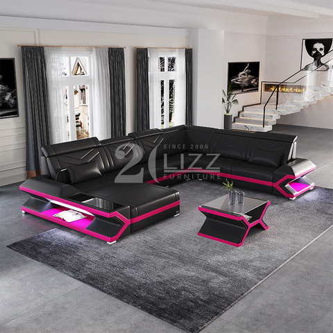Couch Microfiber Led Schnittsofa für Familienzimmer
