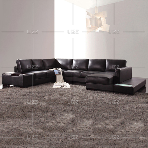 Freizeit Wohnzimmer schwarzes Ledersofa