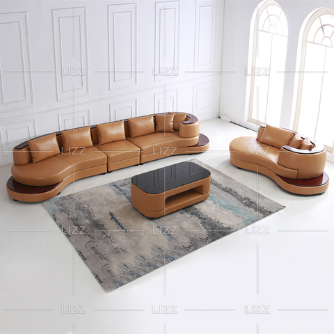 Modulares Wohnzimmersofa aus Leder mit Stauraum