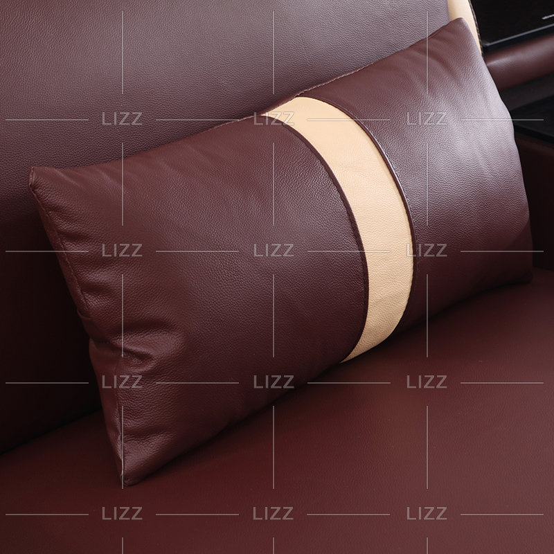 U-förmiges dunkelbraunes LED-Sofa mit Tisch