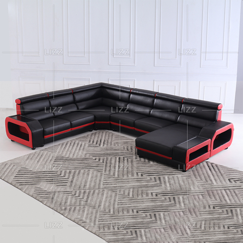Freizeit 2-Sitzer Ledersofa mit Schnitt