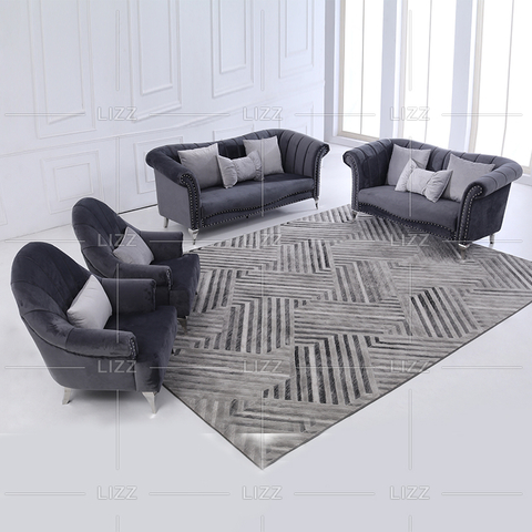 Wohnzimmermöbel Chesterfield Stoffsofa mit Holzrahmen