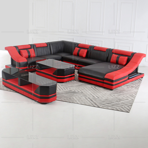 Leisure LED-Sofa mit hoher Rückenlehne und Récamiere