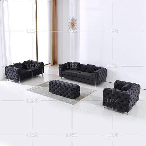 Modernes High-End-Stoffsofa mit Edelstahlfüßen