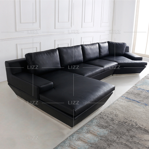 Zeitgenössisches übergroßes Ledersofa für Freizeit