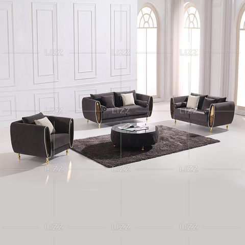 Amerikanisches kleines graues Wohnzimmersofa mit Metallbeinen