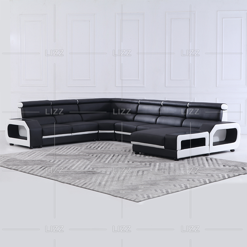 Floral Square L-Form Schwarz-Weiß-Wohnzimmer-Sofa