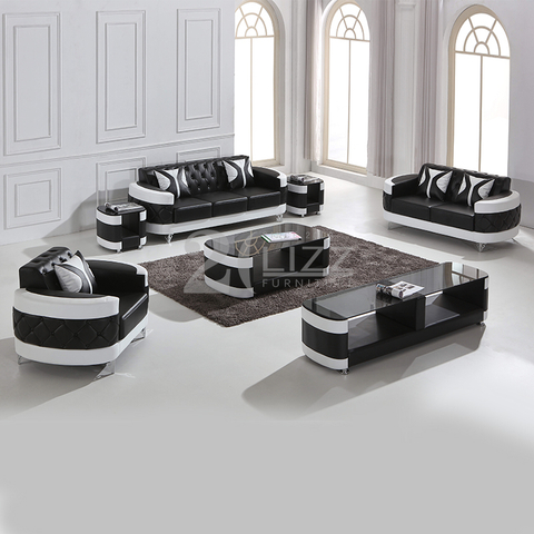 Muslimisches Chesterfield-Leder-Wohnsofa mit Couchtisch