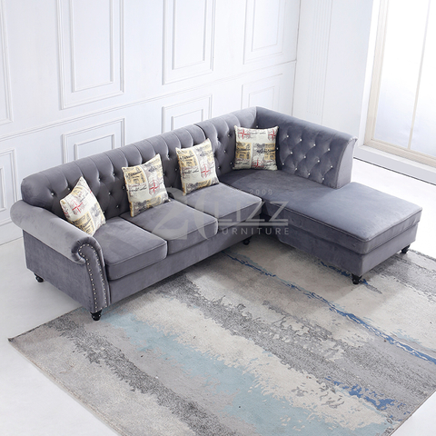 Chesterfield-Stoff-Wohnzimmersofa mit Récamiere