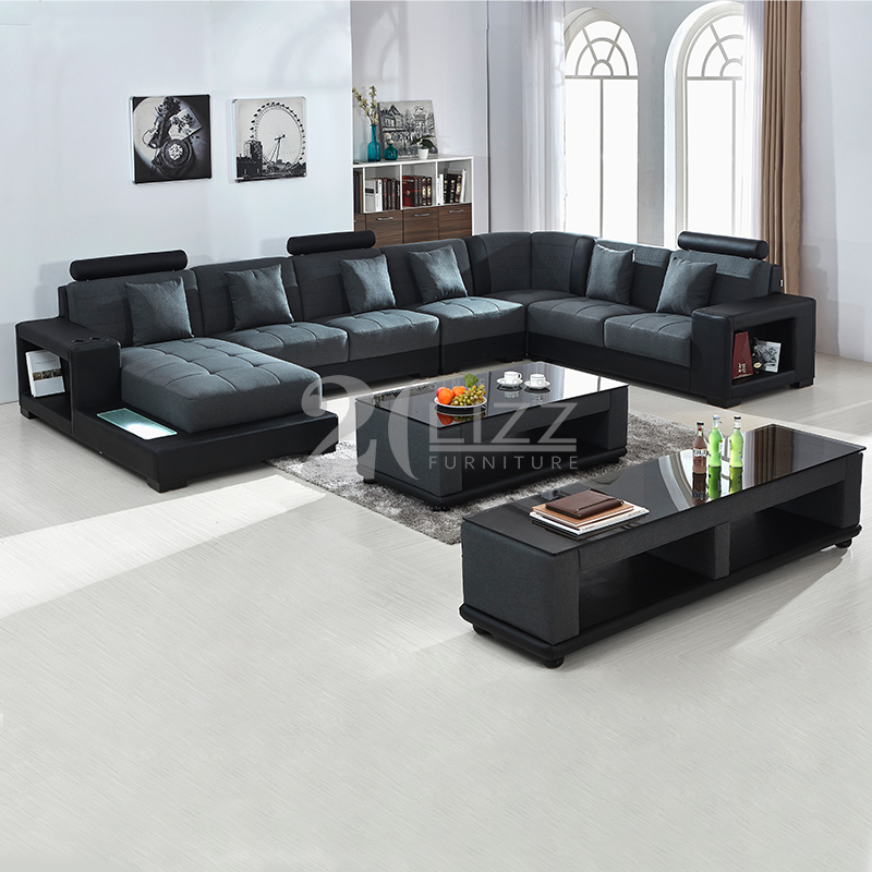 Hochwertiges LED-Sofa aus Kunstleder mit TV-Ständer