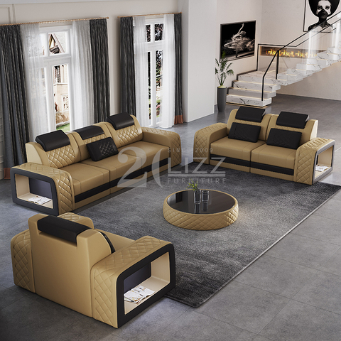 Leisure Tufted LED-Anteilsofa mit Couchtisch
